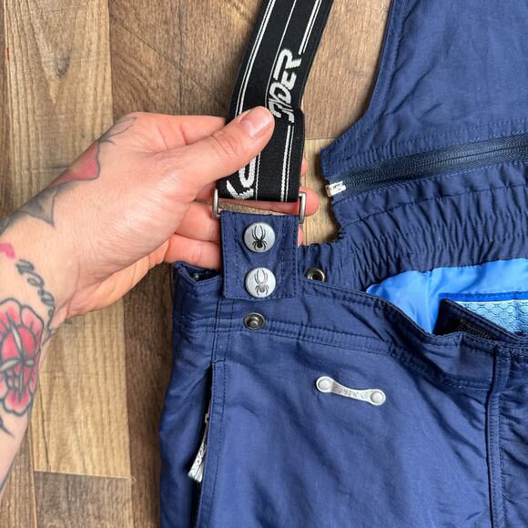 Vintage Spyder Snow Pants Bib Girls Size 20 Blue Skiing Winter Windbreaker‎ 3763 - Picture 3 of 16